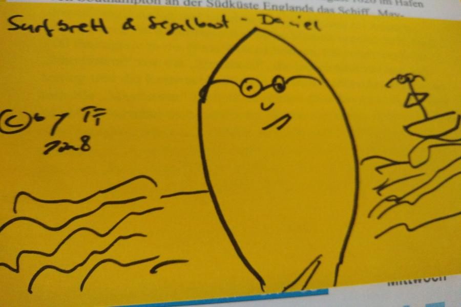 Surfbrett & Segelboot-Daniel